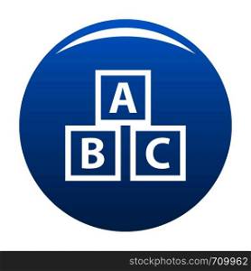 Education abc blocks icon vector blue circle isolated on white background . Education abc blocks icon blue vector
