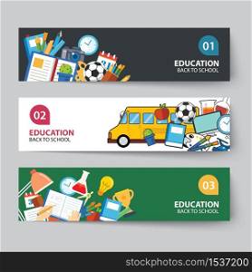 education and back to school banner concept flat design