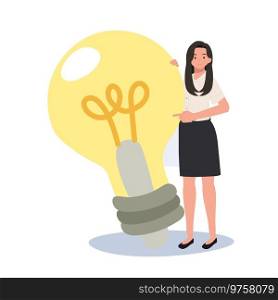 Education and Creativity concept. Thai University Student with big Light Bulb Idea