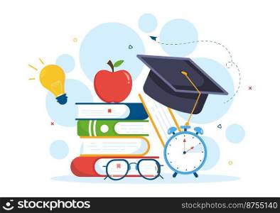 Education and knowledge Books for Learning Suitable for poster, Web and Mobile Services in Flat Style Cartoon Hand Drawn Templates Illustration