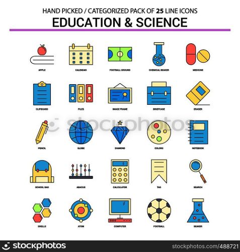 Education and Science Flat Line Icon Set - Business Concept Icons Design
