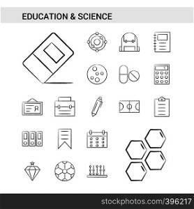 Education and Science hand drawn Icon set style, isolated on white background. - Vector
