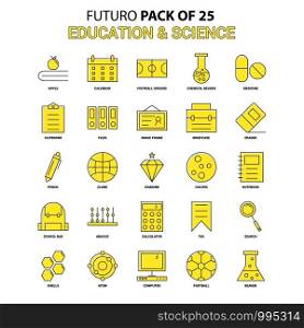Education and Science Icon Set. Yellow Futuro Latest Design icon Pack