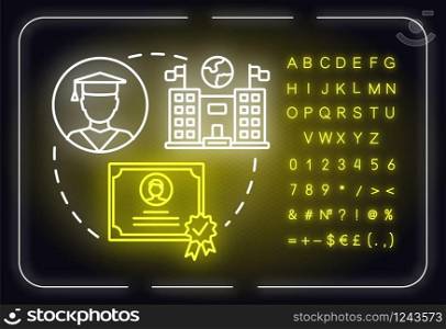 Education and self-development neon light concept icon. Aspiration goal. Academic studies idea. Outer glowing sign with alphabet, numbers and symbols. Vector isolated RGB color illustration