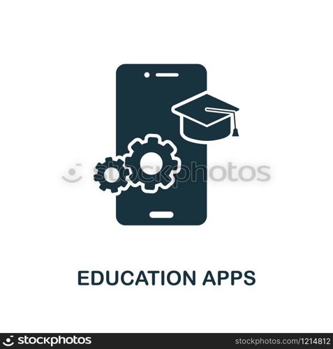 Education Apps creative icon. Simple element illustration. Education Apps concept symbol design from online education collection. Can be used for web, mobile, web design, apps, software, print. Education Apps creative icon. Simple element illustration. Education Apps concept symbol design from online education collection. Objects for mobile, web design, apps, software, print.