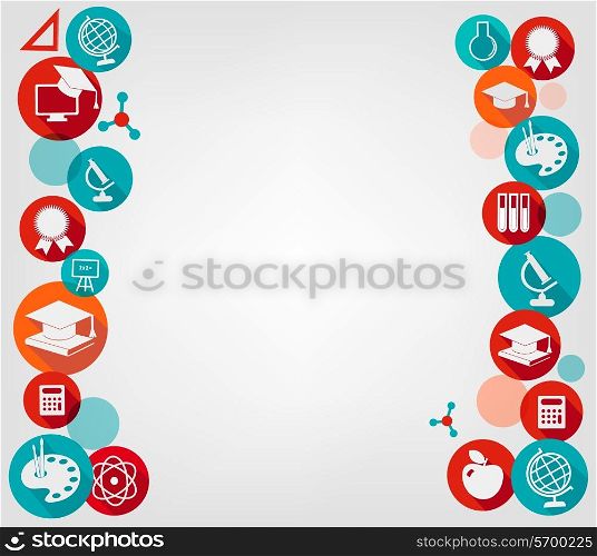 Education background with colorful icons. Vector