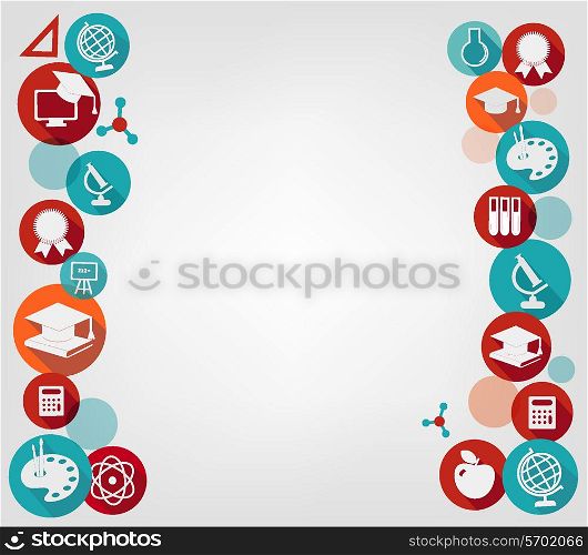 Education background with colorful icons. Vector