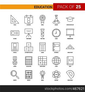 Education Black Line Icon - 25 Business Outline Icon Set