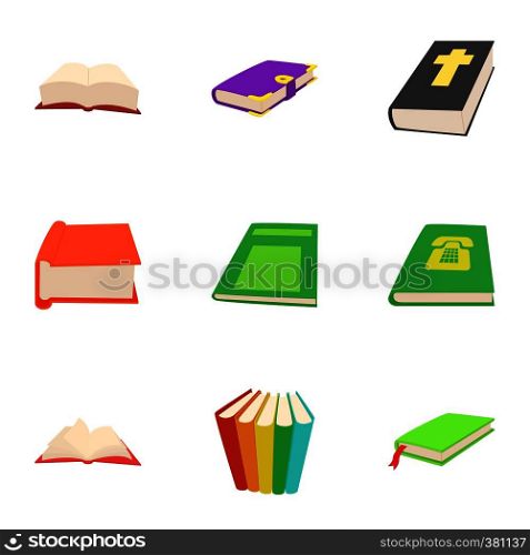 Education book icons set. Cartoon illustration of 9 education book vector icons for web. Education book icons set, cartoon style