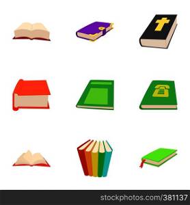 Education book icons set. Cartoon illustration of 9 education book vector icons for web. Education book icons set, cartoon style