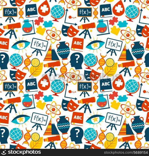 Education colored seamless pattern with science areas symbols vector illustration