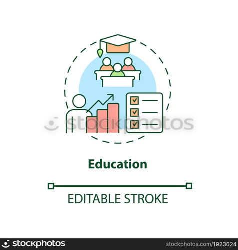 Education concept icon. Treatment for ADHD in adults abstract idea thin line illustration. Improving study skills. Increasing learning abilities. Vector isolated outline color drawing. Editable stroke. Education concept icon