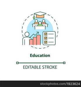 Education concept icon. Treatment for ADHD in adults abstract idea thin line illustration. Improving study skills. Increasing learning abilities. Vector isolated outline color drawing. Editable stroke. Education concept icon