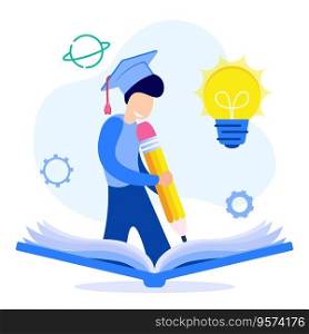 Education concept vector illustration, people character with various school, learning and teaching activities.