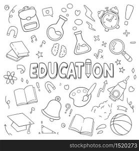 Education doodle. Cute vector illustration