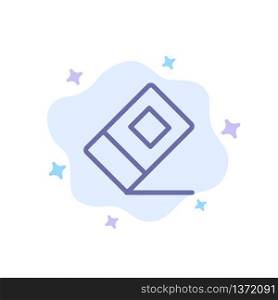 Education, Eraser, Stationary Blue Icon on Abstract Cloud Background