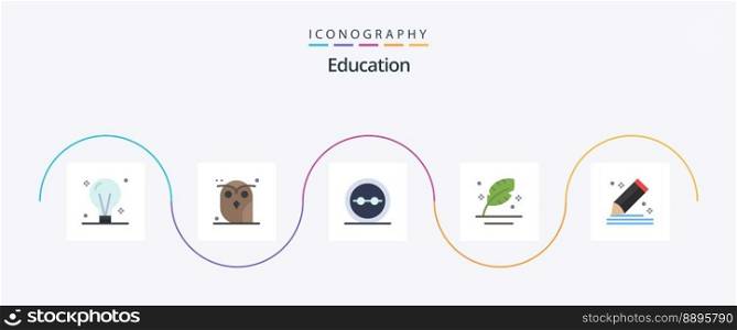 Education Flat 5 Icon Pack Including pen. feather. owl. lenses. geek