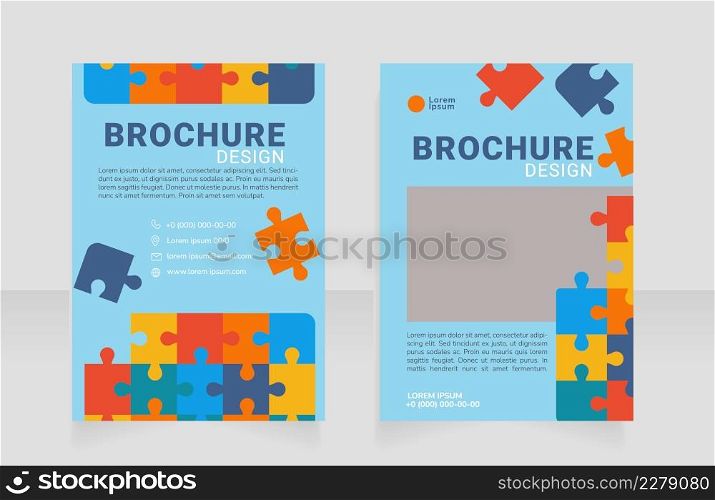Education for children blank brochure design. Template set with copy space for text. Premade corporate reports collection. Editable 2 paper pages. Roboto Black, Roboto, Nunito Light fonts used. Education for children blank brochure design