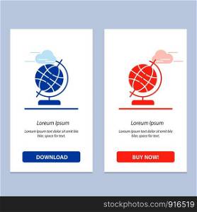 Education, Geography, Globe Blue and Red Download and Buy Now web Widget Card Template