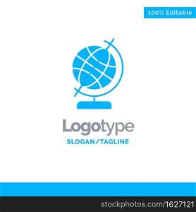 Education, Geography, Globe Blue Solid Logo Template. Place for Tagline