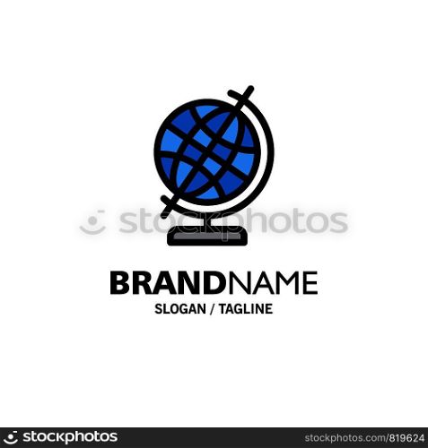 Education, Geography, Globe Business Logo Template. Flat Color