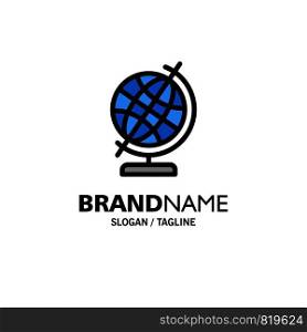 Education, Geography, Globe Business Logo Template. Flat Color