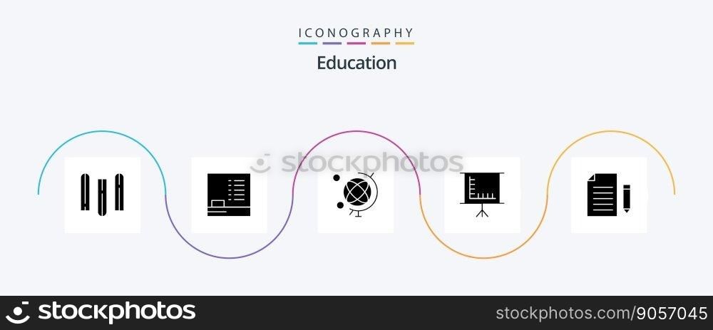 Education Glyph 5 Icon Pack Including document. education. education. blackboard