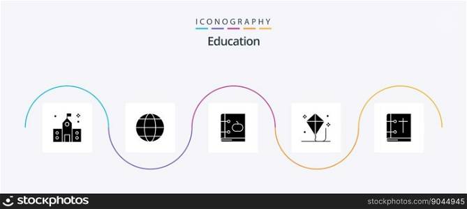 Education Glyph 5 Icon Pack Including play. fun. globe. child. knowledge