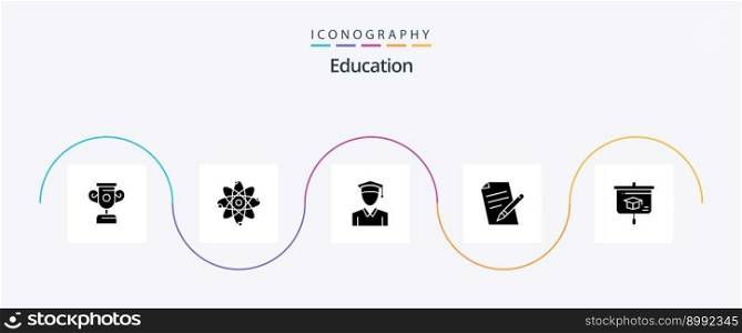 Education Glyph 5 Icon Pack Including . presentation. graduation. education. pencil