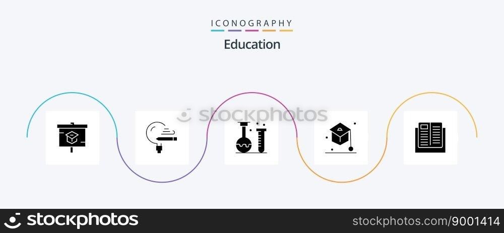 Education Glyph 5 Icon Pack Including school. education. school. school. lab