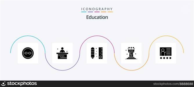Education Glyph 5 Icon Pack Including speech. pedestal. student. scale. pencil