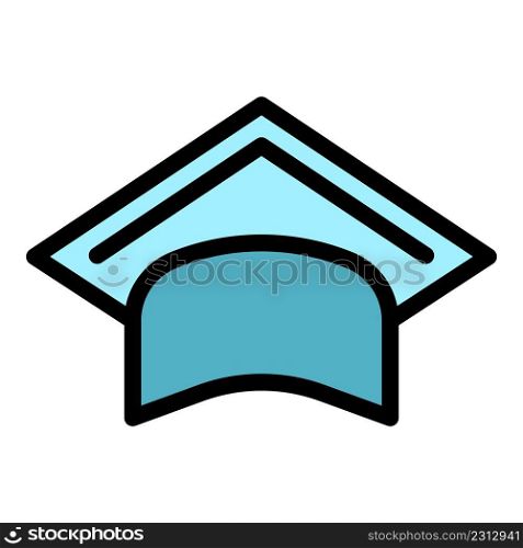 Education graduation hat icon. Outline education graduation hat vector icon color flat isolated. Education graduation hat icon color outline vector