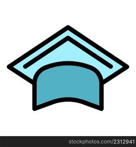 Education graduation hat icon. Outline education graduation hat vector icon color flat isolated. Education graduation hat icon color outline vector