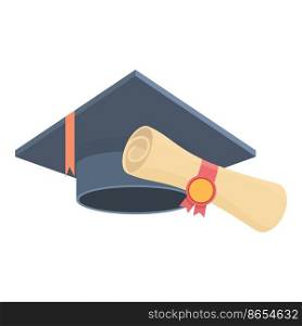 Education graduation icon cartoon vector. Diploma award. Border gold. Education graduation icon cartoon vector. Diploma award