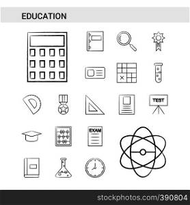 Education hand drawn Icon set style, isolated on white background. - Vector