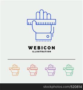 Education, hand, learn, learning, ruler 5 Color Line Web Icon Template isolated on white. Vector illustration. Vector EPS10 Abstract Template background