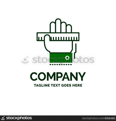 Education, hand, learn, learning, ruler Flat Business Logo template. Creative Green Brand Name Design.