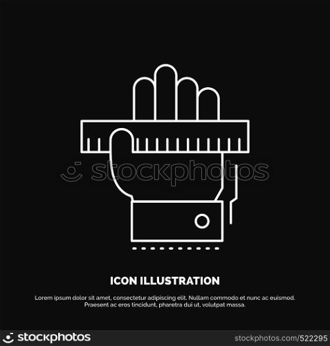 Education, hand, learn, learning, ruler Icon. Line vector symbol for UI and UX, website or mobile application. Vector EPS10 Abstract Template background