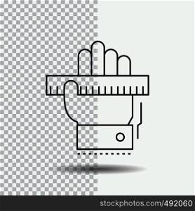 Education, hand, learn, learning, ruler Line Icon on Transparent Background. Black Icon Vector Illustration. Vector EPS10 Abstract Template background