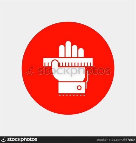 Education, hand, learn, learning, ruler White Glyph Icon in Circle. Vector Button illustration. Vector EPS10 Abstract Template background