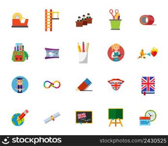 Education icon set. Can be used for topics like supply, class, student, homework