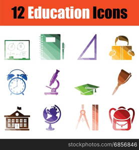 Education icon set. Gradient color design. Vector illustration.