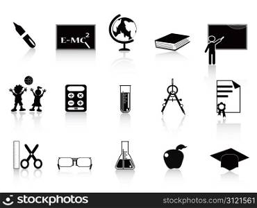 Education icon set in black color
