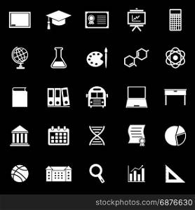 Education icons on black background, stock vector
