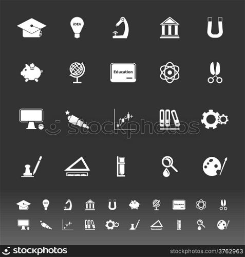 Education icons on gray background, stock vector