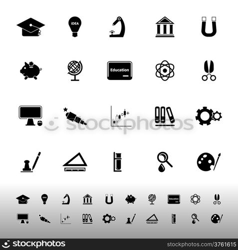 Education icons on white background, stock vector