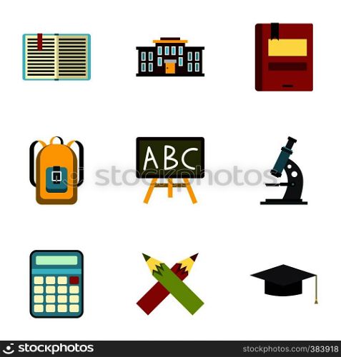Education icons set. Flat illustration of 9 education vector icons for web. Education icons set, flat style