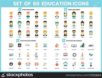 education icons set for business, marketing, management