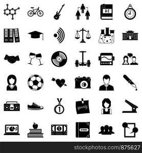 Education icons set. Simple style of 36 education vector icons for web isolated on white background. Education icons set, simple style