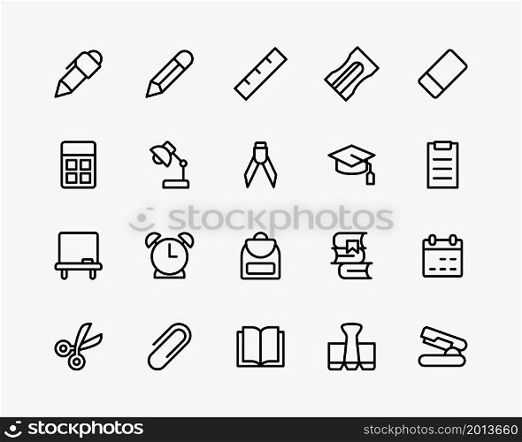 education icons vector outline style